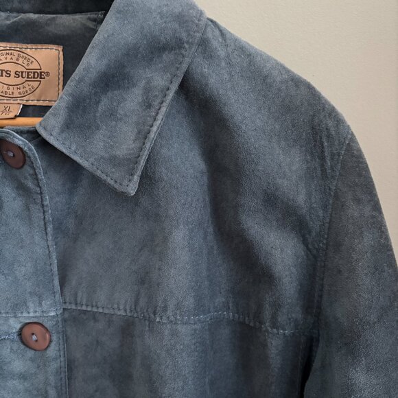 Vintage Hydrangea Blue Suede Jacket - Picture 4 of 10